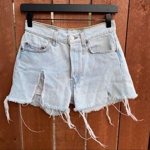 Levi’s 501 button fly distressed shorts